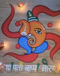 Colorful Ganesh Rangoli Pattern