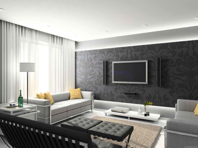 gray-wallpaper-in-white-living-room